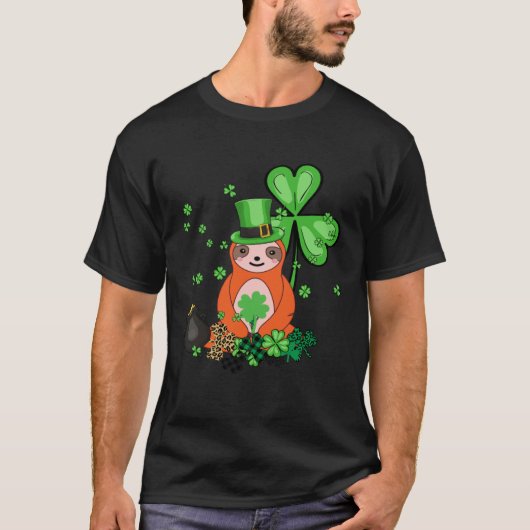 Cute Sloth Shamrock C Lazy  St Patricks Day T-shirt (Voorkant)