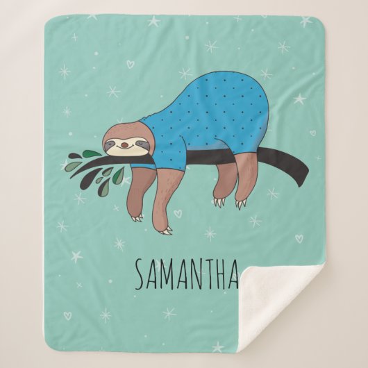 Cute Sloth Sherpa Deken (Voorkant)