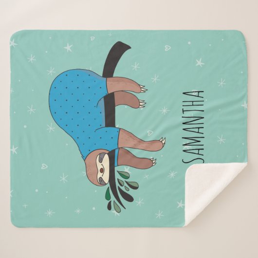 Cute Sloth Sherpa Deken (Voorkant (horizontaal))