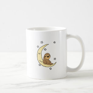 Cute Sloth Sitting on the moon Cartoon Koffiemok