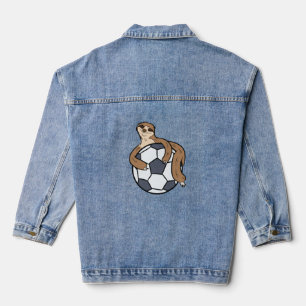 Cute Sloth Soccer Kinder Lazy Sloth met Voetbal Denim Jacket