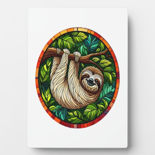 Cute Sloth Stained Glass Ornament Fotoplaat (voorkant)