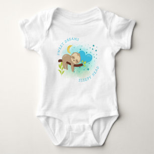Cute Sloth Sweet Dreams Sleepy Head Newborn Boy Romper