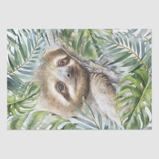 Cute Sloth Tropical Oerwoud Tissuepapier (Voorkant)