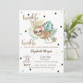 Cute Sloth Twinkle Little Star Baby shower Kaart (Staand voorkant)