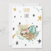 Cute Sloth Twinkle Little Star Baby shower Kaart (Achterkant)