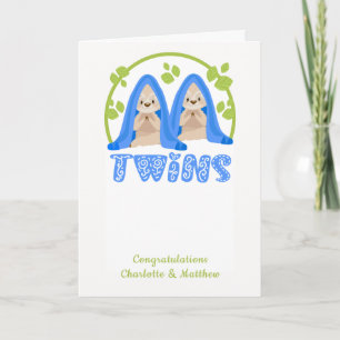 Cute Sloth Two boys New Twin Baby's Kaart