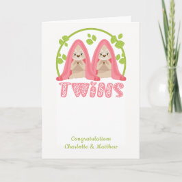 Cute Sloth Two Girls New Twin Baby Kaart