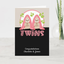 Cute Sloth Two Girls New Twin Baby Kaart