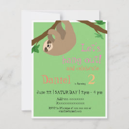 Cute Sloth, verjaardagsfeestuitnodiging Kaart