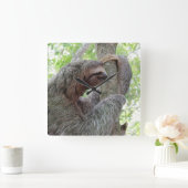Cute Sloth Vierkante Klok (Huis)