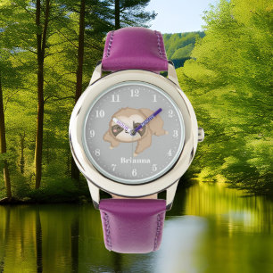 Cute sloth voeg naam meisjes toe horloge