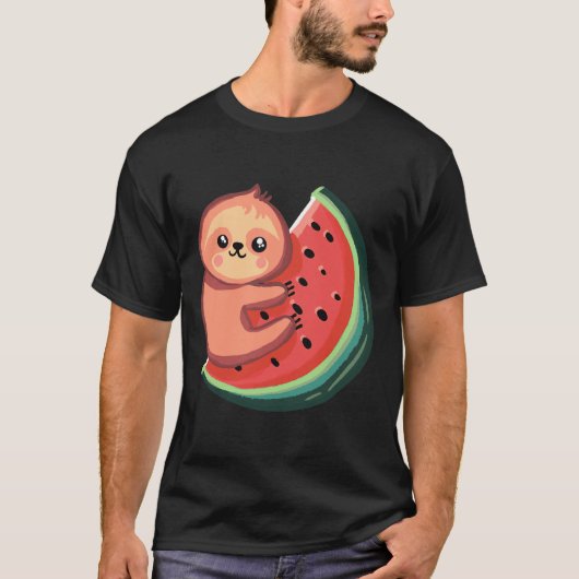 Cute Sloth Watermelon 102 T-shirt (Voorkant)