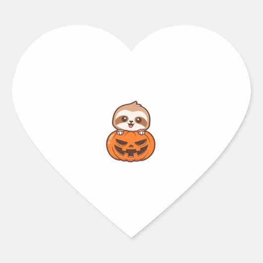 Cute Sloth with Pumpkin Halloween Cartoon Vector I Hart Sticker (Voorkant)