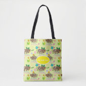 Cute Sloth Yellow Pattern Funny Lazy Quote Floral Draagtas (Voorkant)