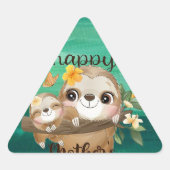 Cute Sloths Baby mama Driehoek Sticker (Voorkant)