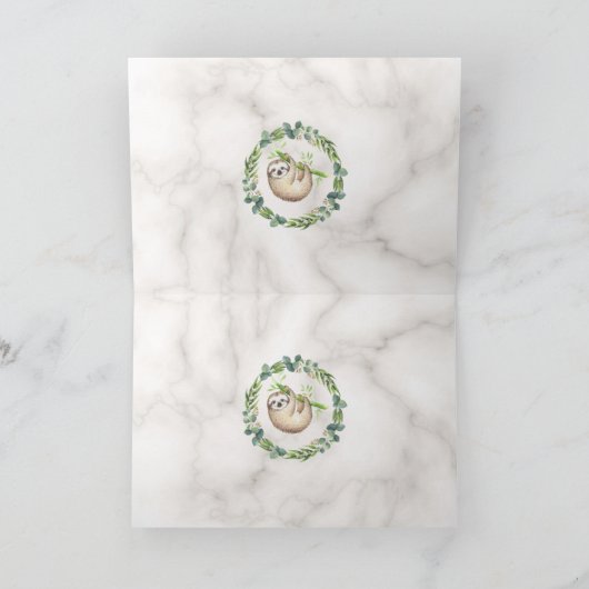 Cute Sloths Eucalyptus WreatBaby shower Bedankkaart (Binnen)