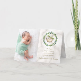 Cute Sloths Eucalyptus WreatBaby shower Bedankkaart