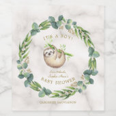 Cute Sloths Eucalyptus WreatBaby shower Wijn Etiket (Enkel label)