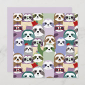 Cute Sloths Holiday Kaart (Voorkant / Achterkant)