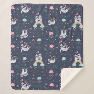 Cute Sloths Sherpa Blanket Sherpa Deken