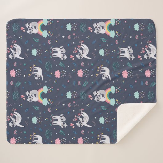 Cute Sloths Sherpa Blanket Sherpa Deken (Voorkant (horizontaal))