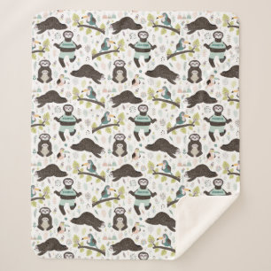 Cute Sloths Sherpa Blanket Sherpa Deken