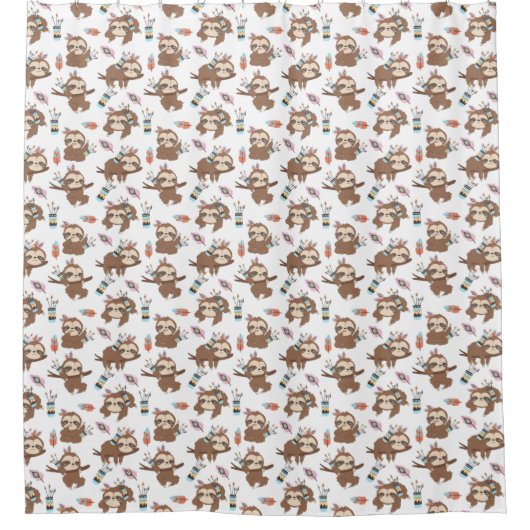 Cute Sloths Shower Curtain Douchegordijn (Voorkant)