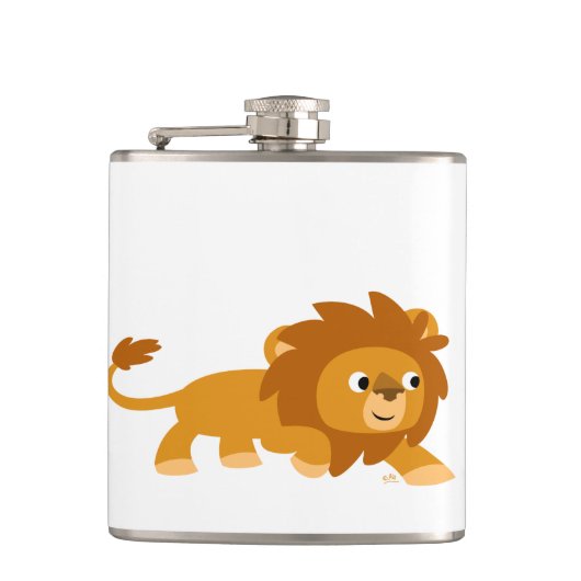 Cute Smart Cartoon Lion Hip Flask Heupfles (Voorkant)