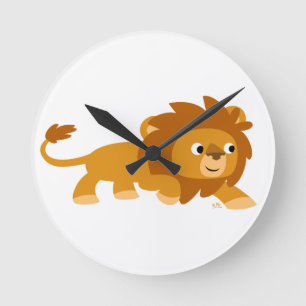 Cute Smart Cartoon Lion Wall Clock Ronde Klok