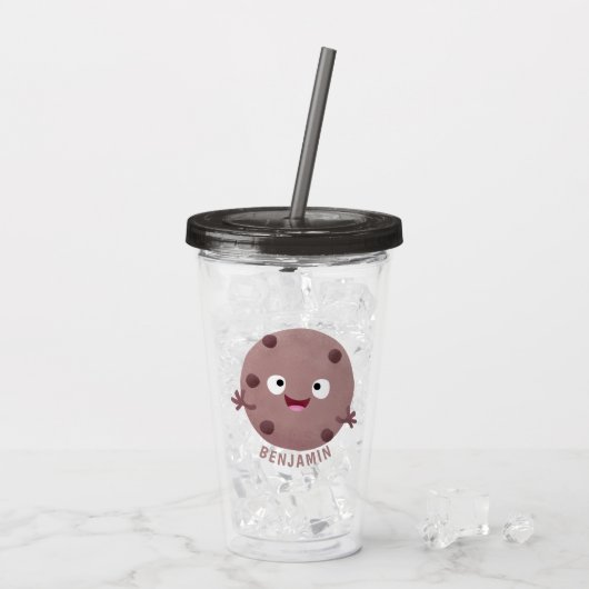 Cute smart chocolade chip cookie cartoon acryl drinkbeker (Achterkant ijs)