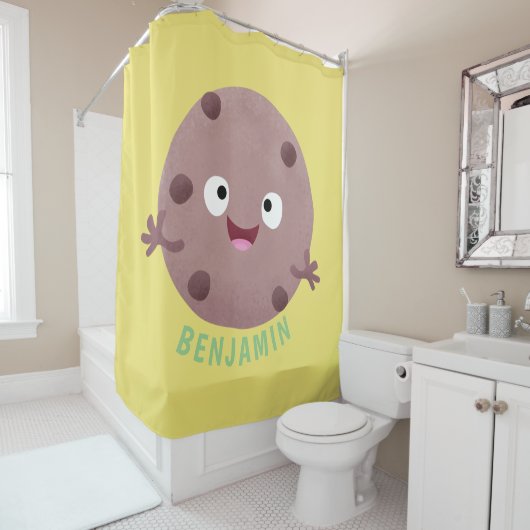 Cute smart chocolade chip cookie cartoon douchegordijn (In situ)