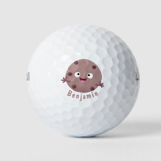 Cute smart chocolade chip cookie cartoon golfballen (Voorkant)