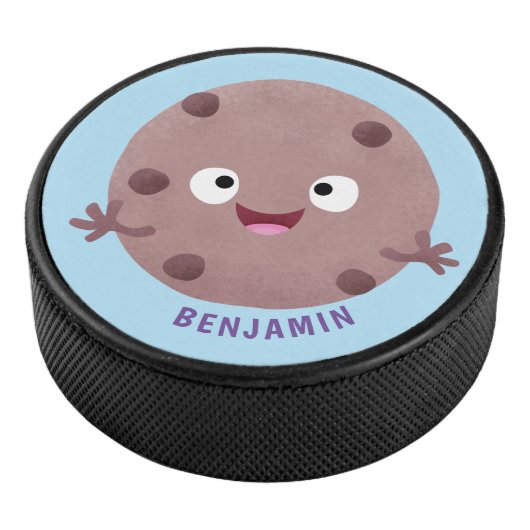 Cute smart chocolade chip cookie cartoon hockey puck (3/4)