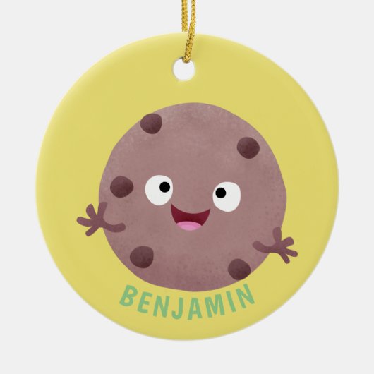Cute smart chocolade chip cookie cartoon keramisch ornament (Voorkant)