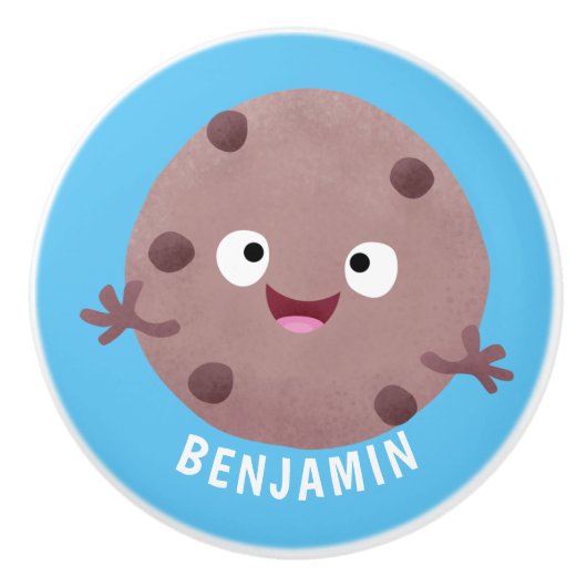 Cute smart chocolade chip cookie cartoon keramische knop (Voorkant)