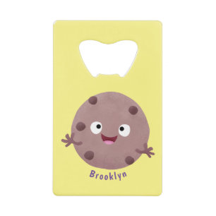 Cute smart chocolade chip cookie cartoon kredietkaart flessenopener