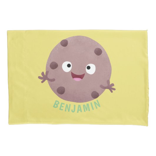 Cute smart chocolade chip cookie cartoon kussensloop (Voorkant)