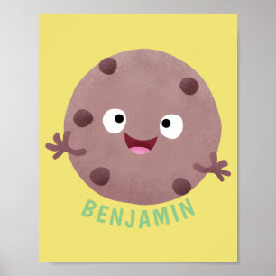Cute smart chocolade chip cookie cartoon poster
