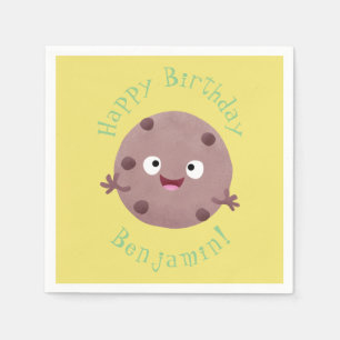 Cute smart chocolade chip cookie cartoon servet