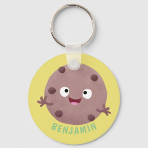 Cute smart chocolade chip cookie cartoon sleutelhanger