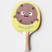 Cute smart chocolade chip cookie cartoon tafeltennisbatje (Achterkant)