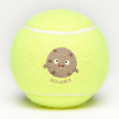 Cute smart chocolade chip cookie cartoon tennisballen (Achterkant)