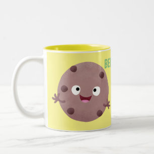 Cute smart chocolade chip cookie cartoon tweekleurige koffiemok