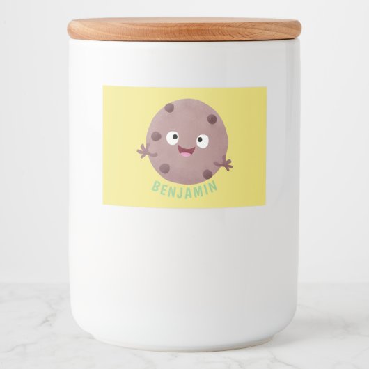 Cute smart chocolade chip cookie cartoon voedselcontainer etiket (Voorkant)