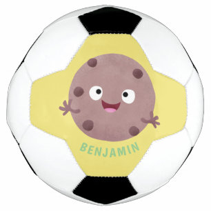 Cute smart chocolade chip cookie cartoon voetbal