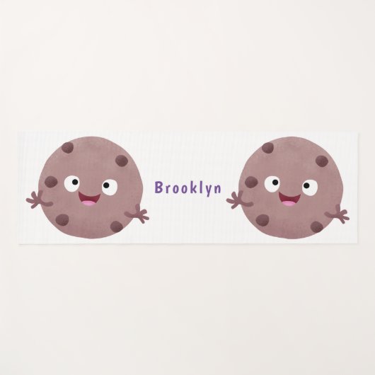 Cute smart chocolade chip cookie cartoon yogamat (Voorkant (horizontaal))