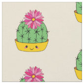 Cute Smiley Face Cactus Fleur tissu de dessin (Fermer)