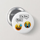 Cute Smiley Face Emoji Button (Voorkant /achterkant)