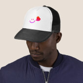  Cute Smiley Face Heart Trucker Hat Trucker Pet (In situ)